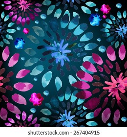 Abstract rainbow circle seamless floral background. Vector