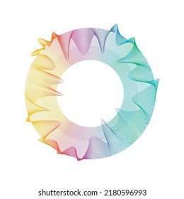 Abstract rainbow circle wave frame background. Vector illustration.