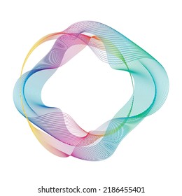 Abstract rainbow circle wave frame background. Vector illustration.