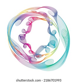 Abstract rainbow circle wave frame background. Vector illustration.