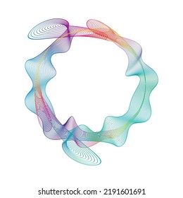 Abstract rainbow circle wave frame background. Vector illustration.