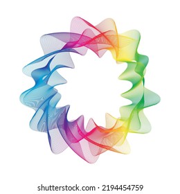 Abstract rainbow circle wave frame background. Vector illustration.