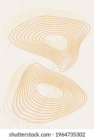 Abstrakter Regenbogen kreist zu den Wellen . Ein Symbol für Frieden, Harmonie und Freiheit. Vorlage mit abstrakter Zusammensetzung. Moderner dynamischer Minimalismus, Boho-Stil. Vektorbanner für Postkarten, Wandkunst