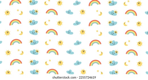 Abstract rainbow and cloud pattern for kids background and wallpaper