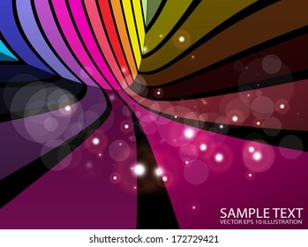 Abstract rainbow color background  illustration - Vector abstract color stripes and glitters background illustration