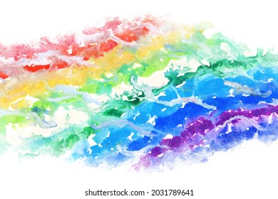 abstract rainbow color line, natural grunge watercolor texture background, vector illustration, new year image