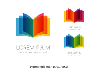 Abstract Rainbow Color Logo Of Book. Colorful Vector Emblem.