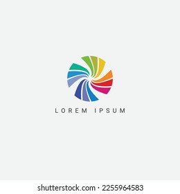Abstract rainbow color logo of square ring. Colorful vector emblem