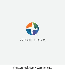 Abstract rainbow color logo of square ring. Colorful vector emblem