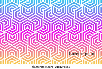 forma de polígono de color arcoiris abstracto, fondo de textura de patrón geométrico, ilustración de vector giratorio, arte de línea