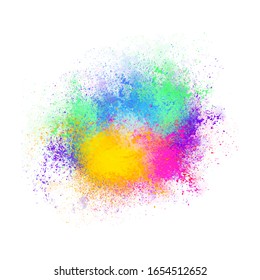 Abstract Rainbow Color Splash On PNG Background. Illustration Of Festival Of Colors With Rainbow Color Powder.