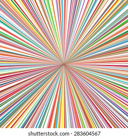 Abstract Rainbow Color Stripes Line Art Vector Sun Rays Burst Background