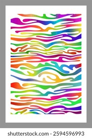 Abstract rainbow color texture background. Colorful curved horizontal lines.