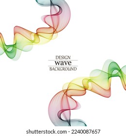 Abstract rainbow color transparent vector wave beautiful background, colorful wave design on white background
