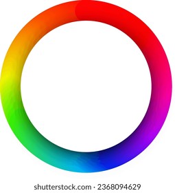 Abstract rainbow color wheel. Round frame with place for your content made of blended colorful circles. Vector illustration.