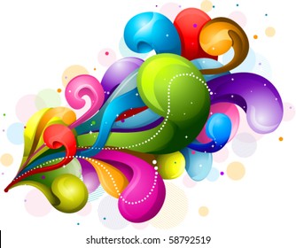 Abstract Rainbow Colored Swirls - Vector