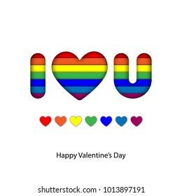 Abstract Rainbow Colorful Paper craft layer in I love you word for valentine and LGBT pride graphic design idea concept