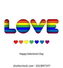 Abstract Rainbow Colorful Paper craft layer in love word for valentine and LGBT pride graphic design idea concept