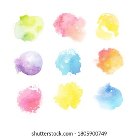 Abstract rainbow colors watercolor paint stains. premium vector backgrounds set.