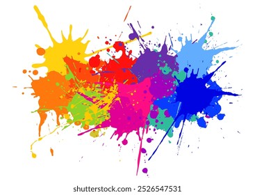 Abstract rainbow coloured hand painted watercolour splatter design