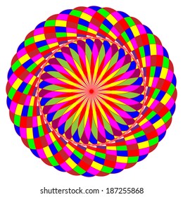 abstract rainbow of colours in a spirograph effect