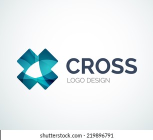 Abstract rainbow cross logo design made of color pieces - various geometric shapes