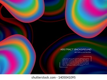 Abstract rainbow curve overlap on black design modern background vector illustration.