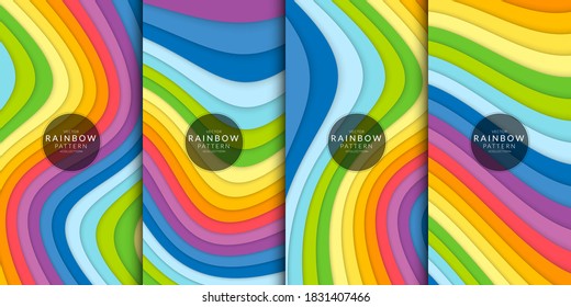 Abstract Rainbow Curved Background Combination Set  Rainbow curve background  Includes in this pack are illustration abstract wave rainbow vector background 