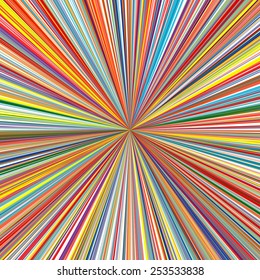 Abstract rainbow curved lines color radial sun rays stripes background