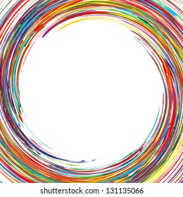 Abstract rainbow curved lines frame circle colorful  background
