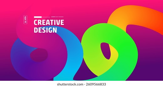 Abstract Rainbow Curves Dynamic Colorful Creative Design Background
