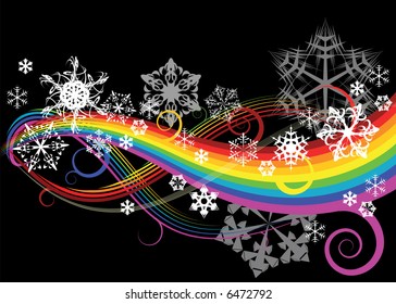 Abstract rainbow curves with snowflakes