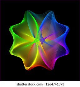 Abstract rainbow decorative star element. Abstract spirographic element for decorative design.