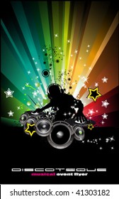 Abstract Rainbow Disco Music Background for  Event Flyers vector