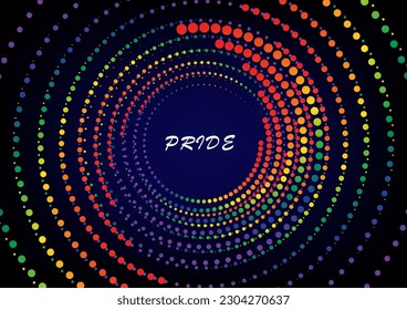 Abstract rainbow dot circle on black background. Gay,LGBT, pride month concepts. 
