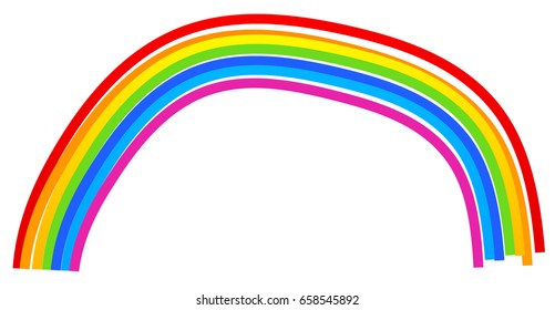 Abstract rainbow element on white. Simple cartoon style rainbow