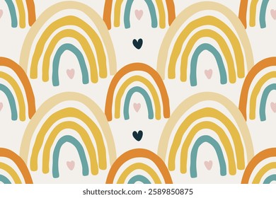 Abstract Rainbow and Florals seanless pattern illustration 