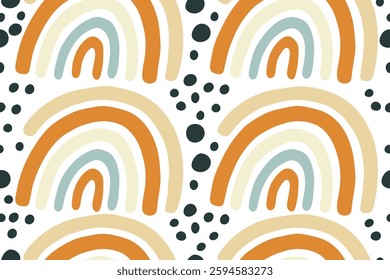 Abstract Rainbow and Florals seanless pattern illustration 