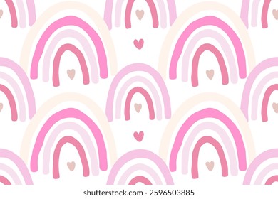 Abstract Rainbow and Florals seanless pattern illustration 