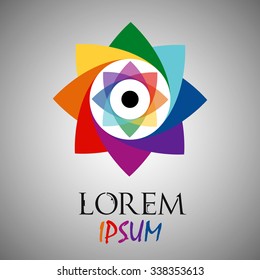 Abstract rainbow flower geometric logo template. Business abstract icon. Use for logo, sign, symbol, web, label, icon. Vector illustration