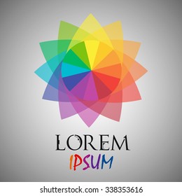 Abstract rainbow flower geometric logo template. Business abstract icon. Use for logo, sign, symbol, web, label, icon. Vector illustration