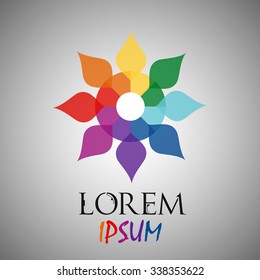 Abstract rainbow flower geometric logo template. Business abstract icon. Use for logo, sign, symbol, web, label, icon. Vector illustration