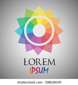 Abstract rainbow flower geometric logo template. Business abstract icon. Use for logo, sign, symbol, web, label, icon. Vector illustration