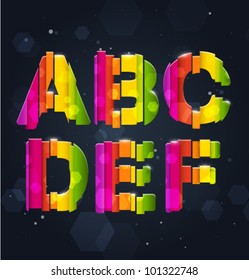 Abstract Rainbow Font A-F