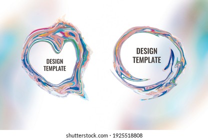 Abstract rainbow frame template for your banner. Liquid paints, fluid. Vector illustration