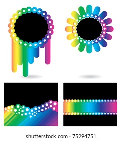 Abstract rainbow  frames set. Vector illustration.
