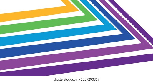 Abstract rainbow geometric background, seven color parallel lines vector illustration.