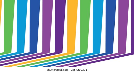 Abstract rainbow geometric background, seven color parallel lines vector illustration.