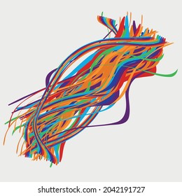 Resumen de diseño vectorial de líneas geométricas de arco iris.