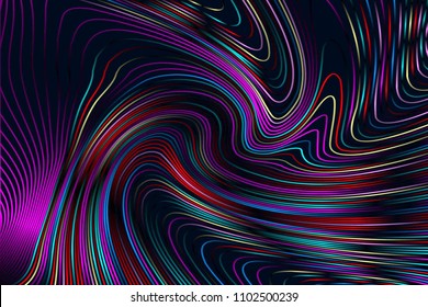 Abstract Rainbow Geometric Pattern with Waves. Colorful Striped Structural Texture. Vector Illustration